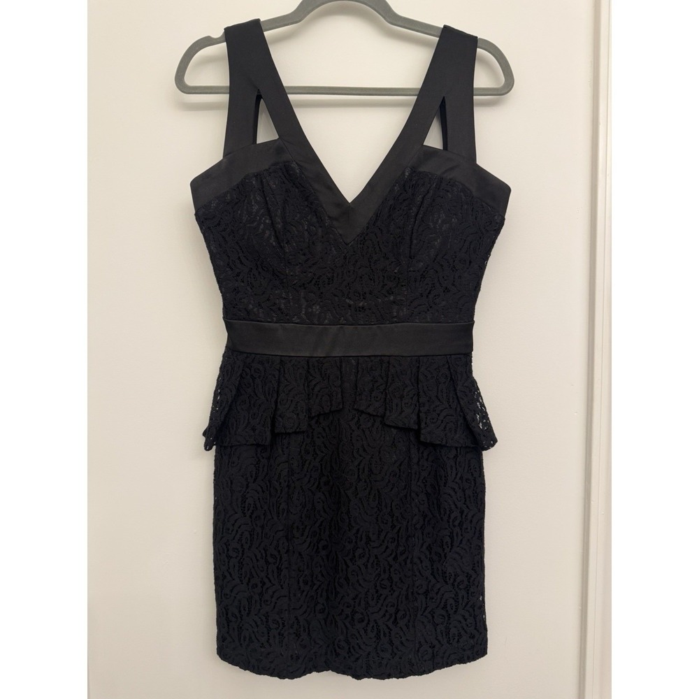 XOXO Starlight Eyelet Lace Overlay Satin Trim Dress Black Size 5/6